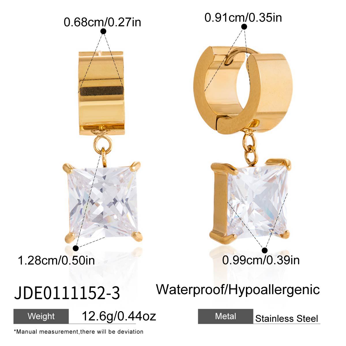 Elegant Geometric Round Stainless Steel Plated Cubic Zirconia Hoop Earrings for Women