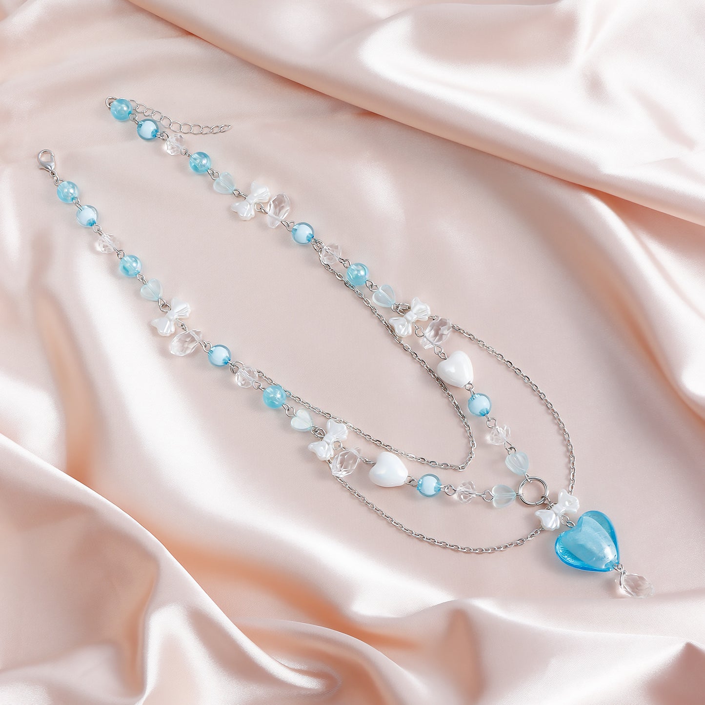 Gargantilla de resina con forma de corazón estilo Y2K y lazo de estrás para mujer