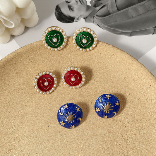 Minimalist Elegant Geometric Alloy Plated Earrings with Pearl