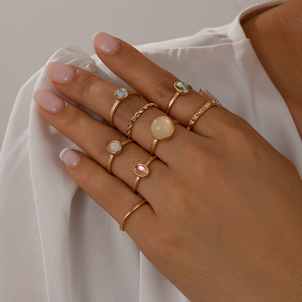 Punk Asymmetric Geometric Plated Alloy Ring for Women