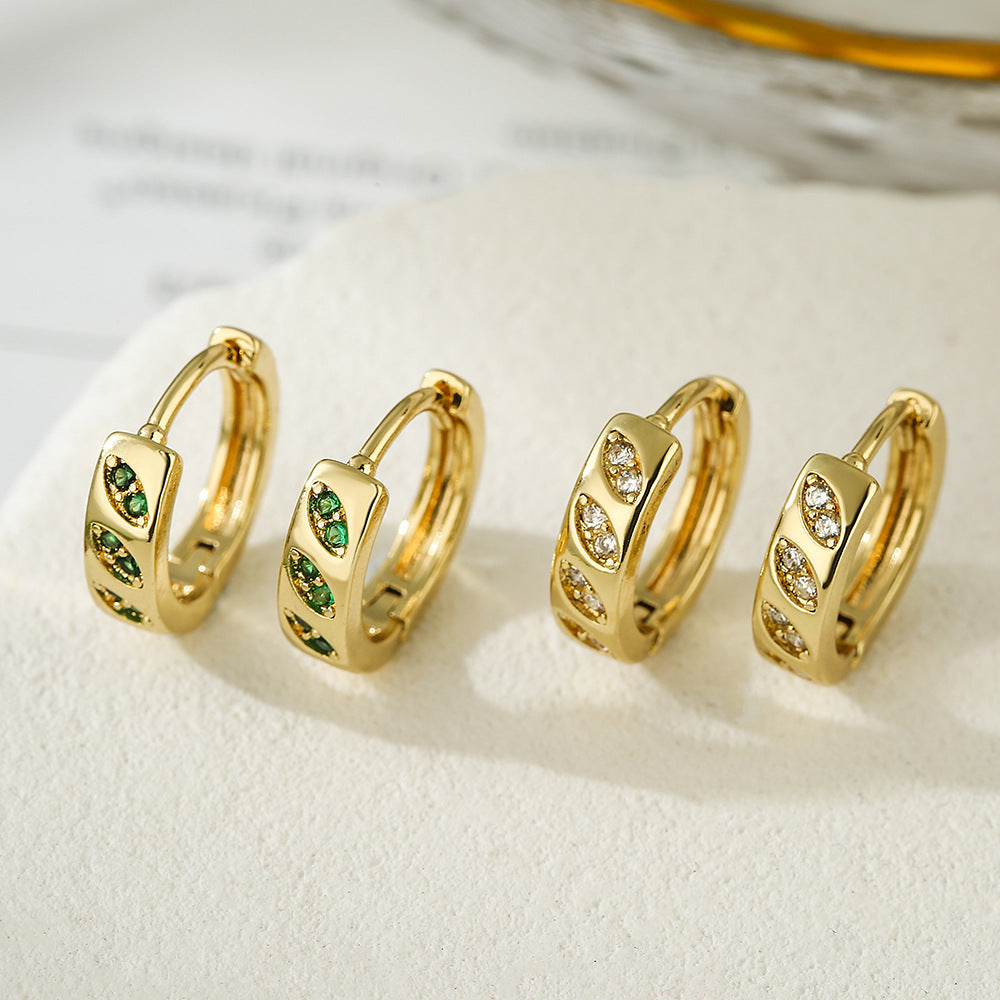 Minimalist Geometric Copper Hoop Earrings with Gold Plating and Micro-Pave Zirconia for Women