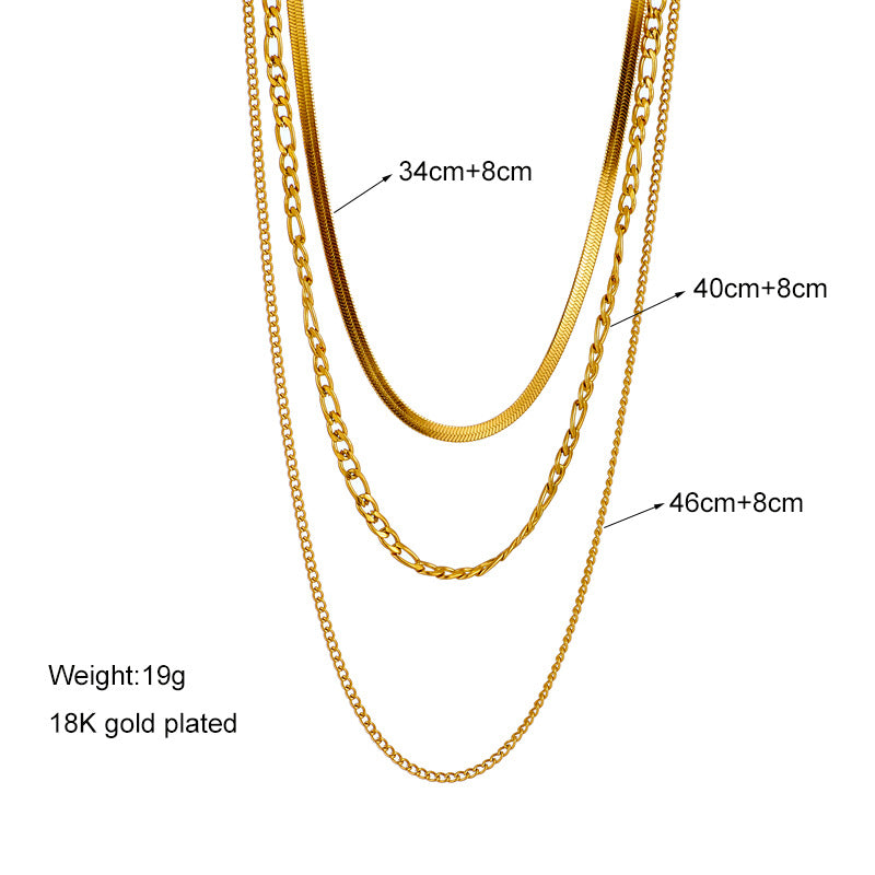 Collana da donna con ciondolo quadrato multistrato irregolare alla moda in acciaio al titanio con intarsio di strass e finitura placcata