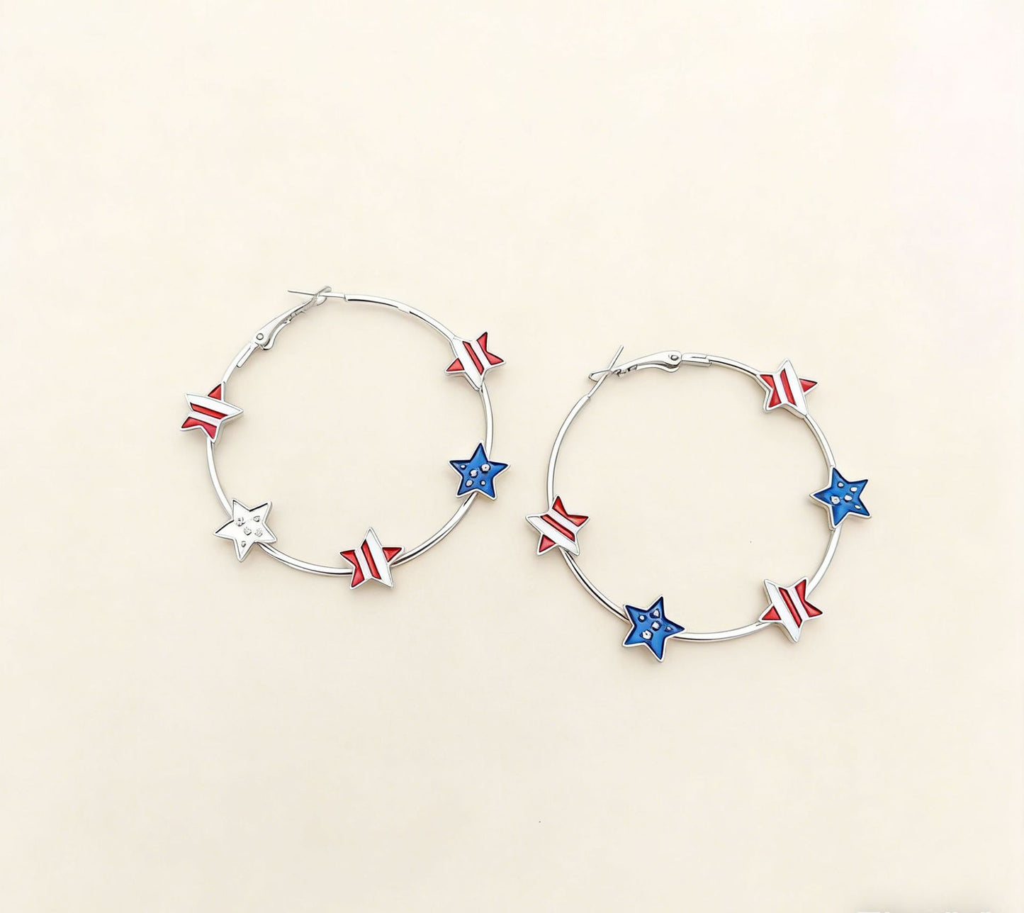 Star Drip Oil Plated Stainless Steel Hoop Earrings for Women