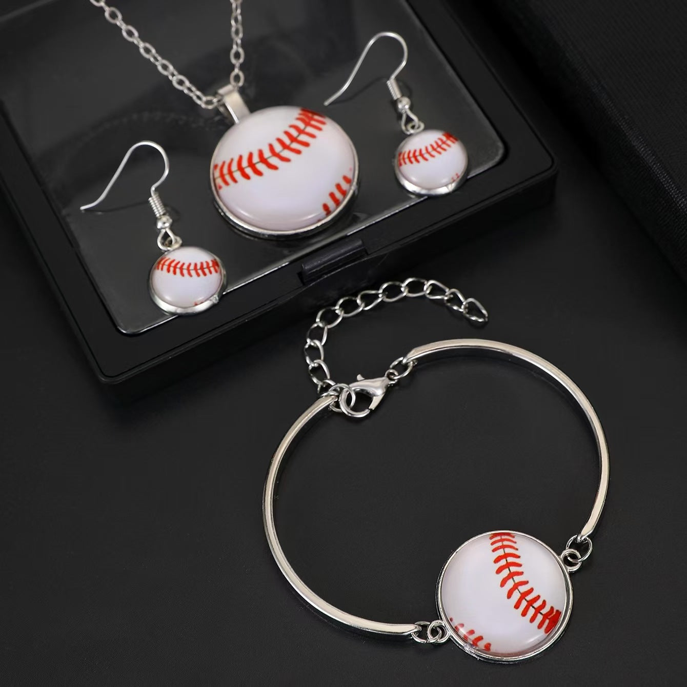 Set di gioielli da donna sportivo elegante rotondo geometrico in lega placcata