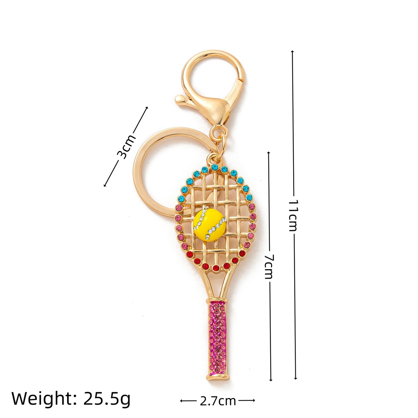 Floral Plant Rhinestone Inlay Plated Alloy Bag Charm with Tassel and Letter Beads