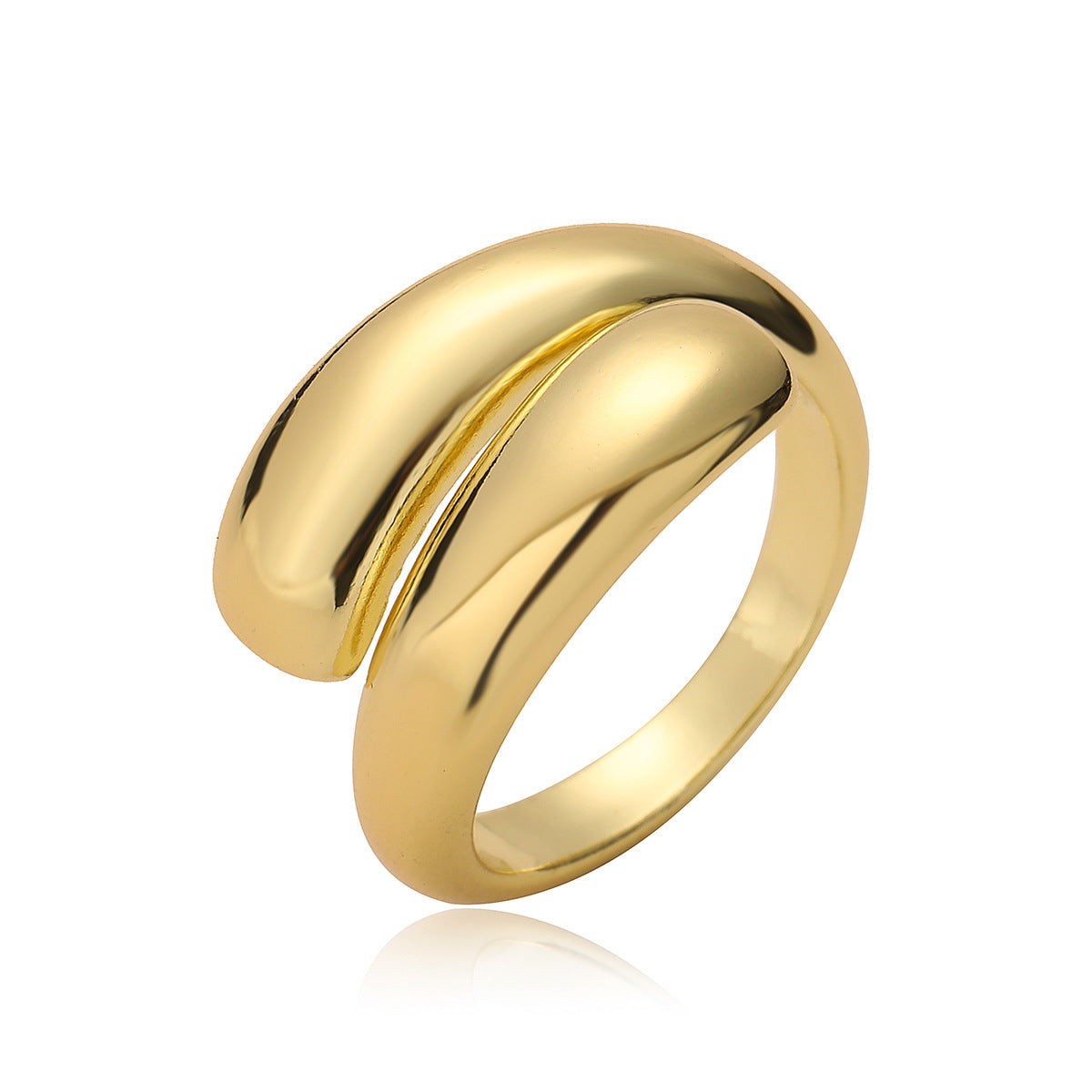 Anello Aperto Geometrico Minimalista da Donna Realizzato in Ottone con Placcatura in Oro 18K Finitura Liscia Accessorio di Moda Versatile