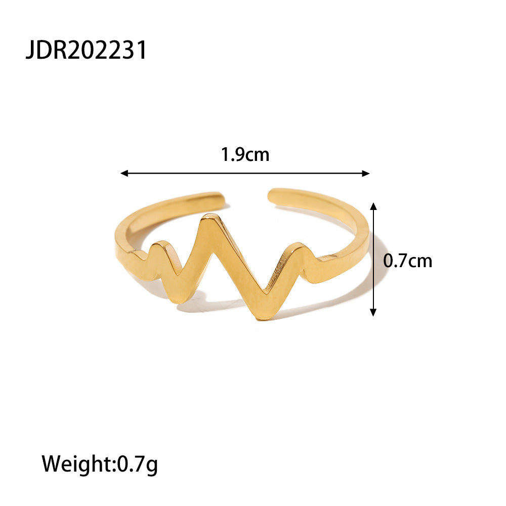 Geometric Plated Stainless Steel Ring for Women
