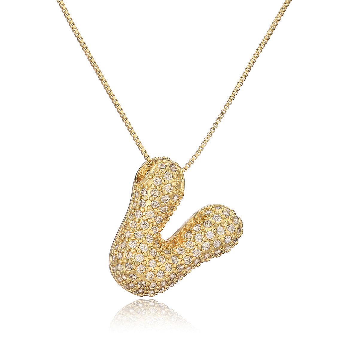 Collana a forma di lettera minimalista in rame placcato oro vero da donna