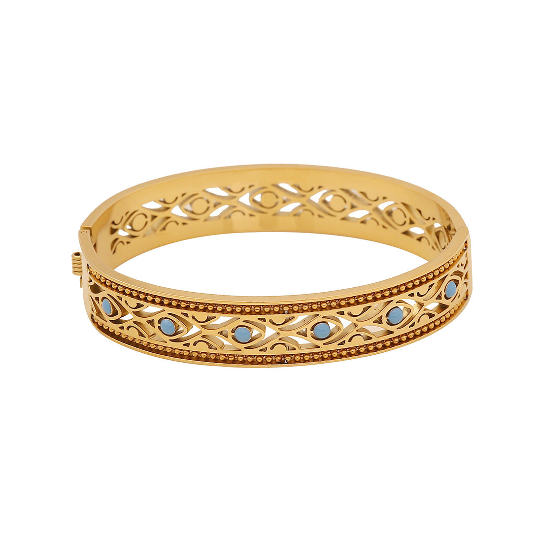 Vintage Style Turquoise-Inspired Hollow Stainless Steel Bracelet with Plated Finish