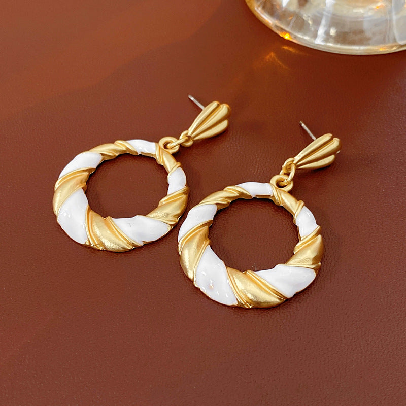 Set collana e orecchini geometrici da donna in stile vintage in lega con finitura smaltata
