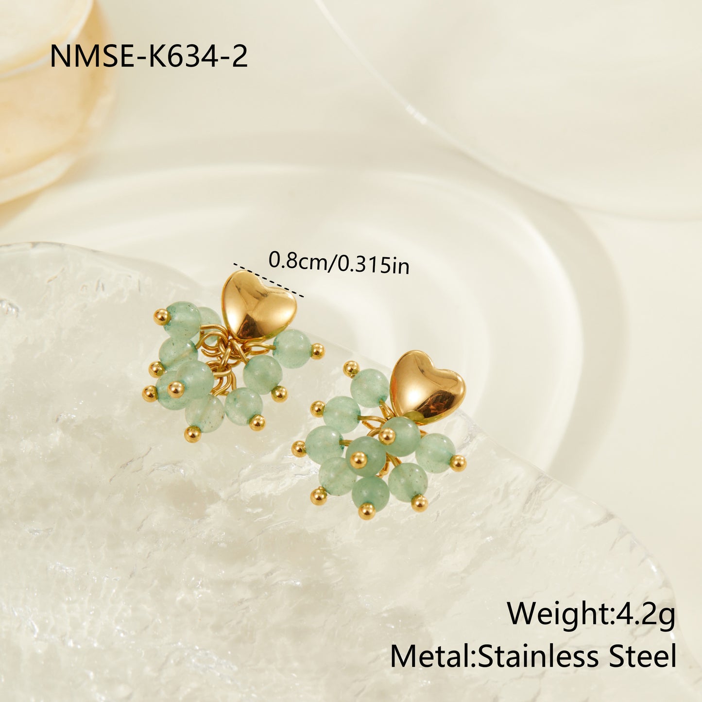 Vintage-Inspired Minimalist Stainless Steel Beaded Earrings with Heart and Geometric Shapes Electroplated for Women