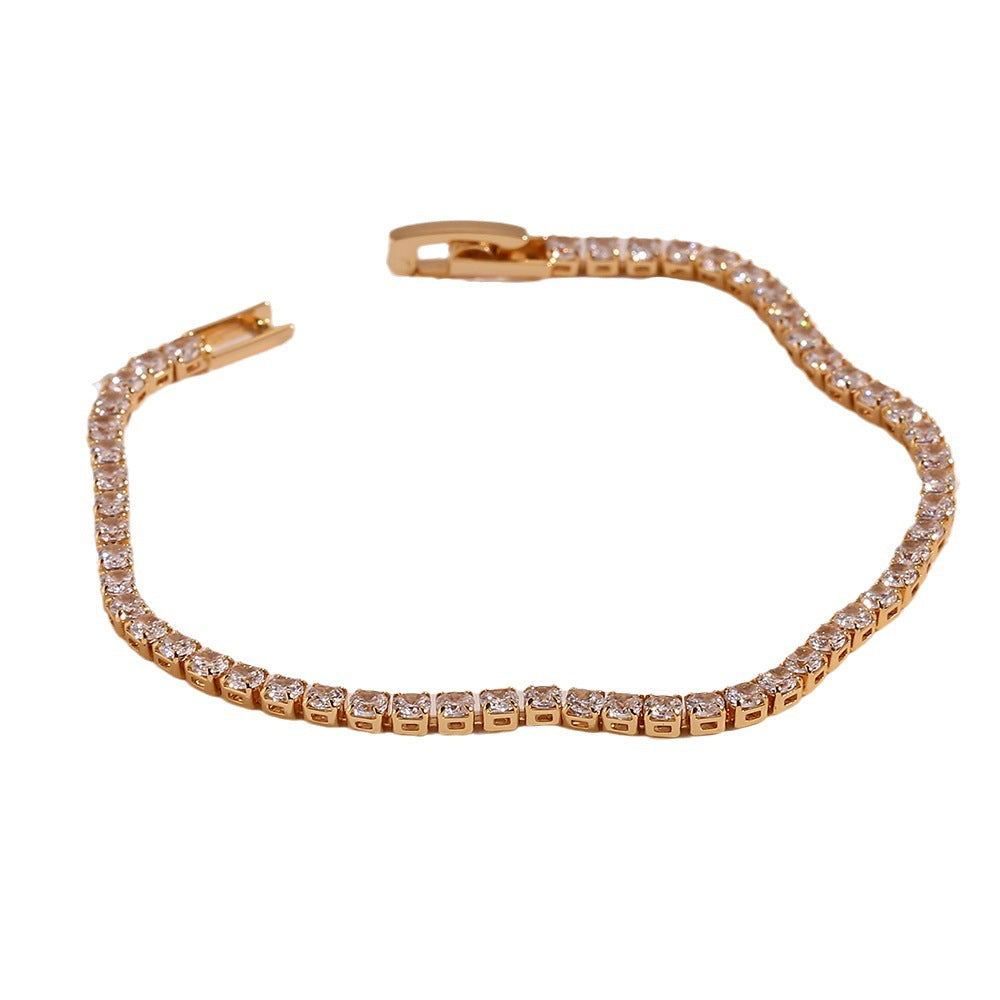 Bracciale da donna in catena di zirconi placcato in oro 18 carati in acciaio inossidabile geometrico minimalista