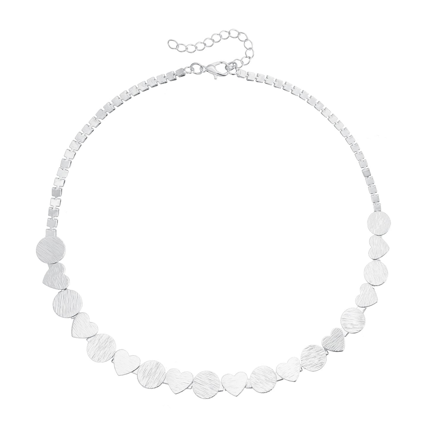 Vintage Geometric Heart Round Brushed Alloy Necklace Casual Daily Wear