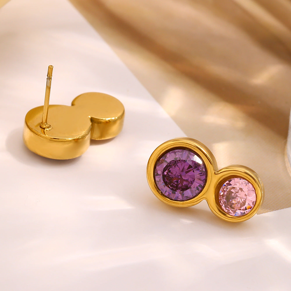 Orecchini tondi geometrici minimalisti moderni in acciaio inossidabile con placcatura in oro 18 carati da donna