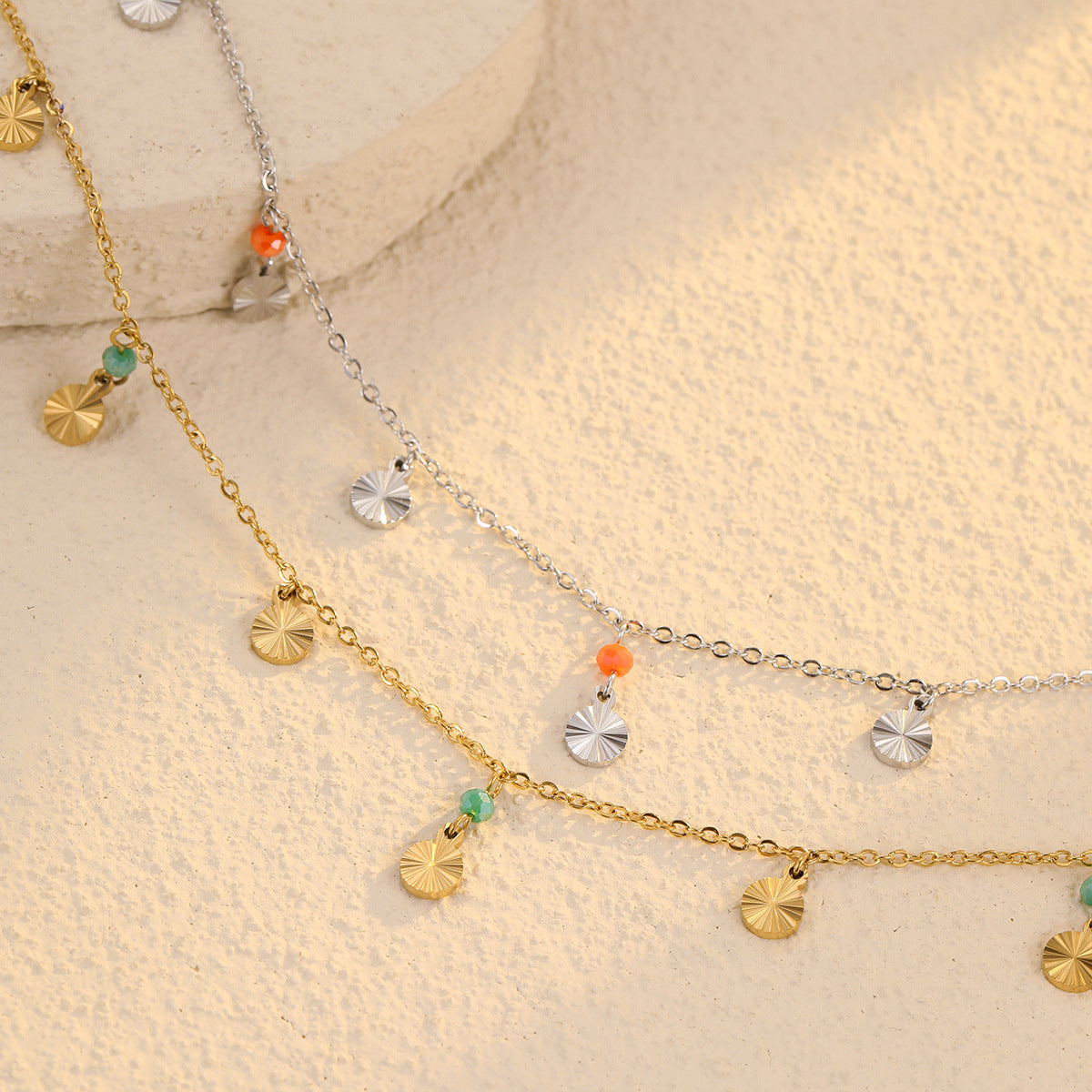 Collana Geometrica alla Moda in Acciaio Inossidabile con Placcatura in Oro 18K per Donna, Delicata Catena alla Clavicole