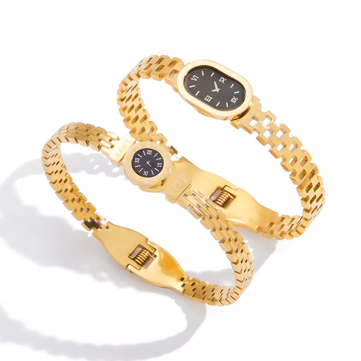 Bracciale per orologio minimalista in acciaio inossidabile da donna con finitura placcata Gioielli in acciaio al titanio