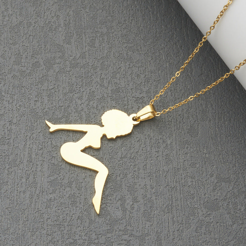 Minimalist Geometric Pendant Necklace for Women in Stainless Steel with Titanium Steel Charm and Plated Finish
