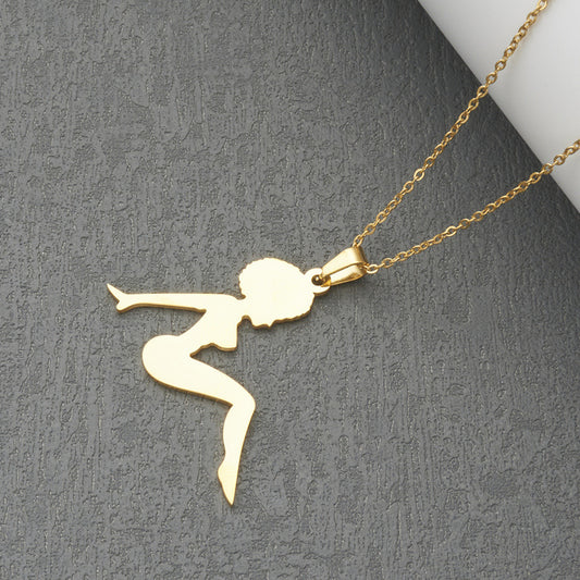 Collana con Pendente Geometrico Minimalista da Donna in Acciaio Inossidabile con Ciondolo in Acciaio al Titanio e Finitura Placcata