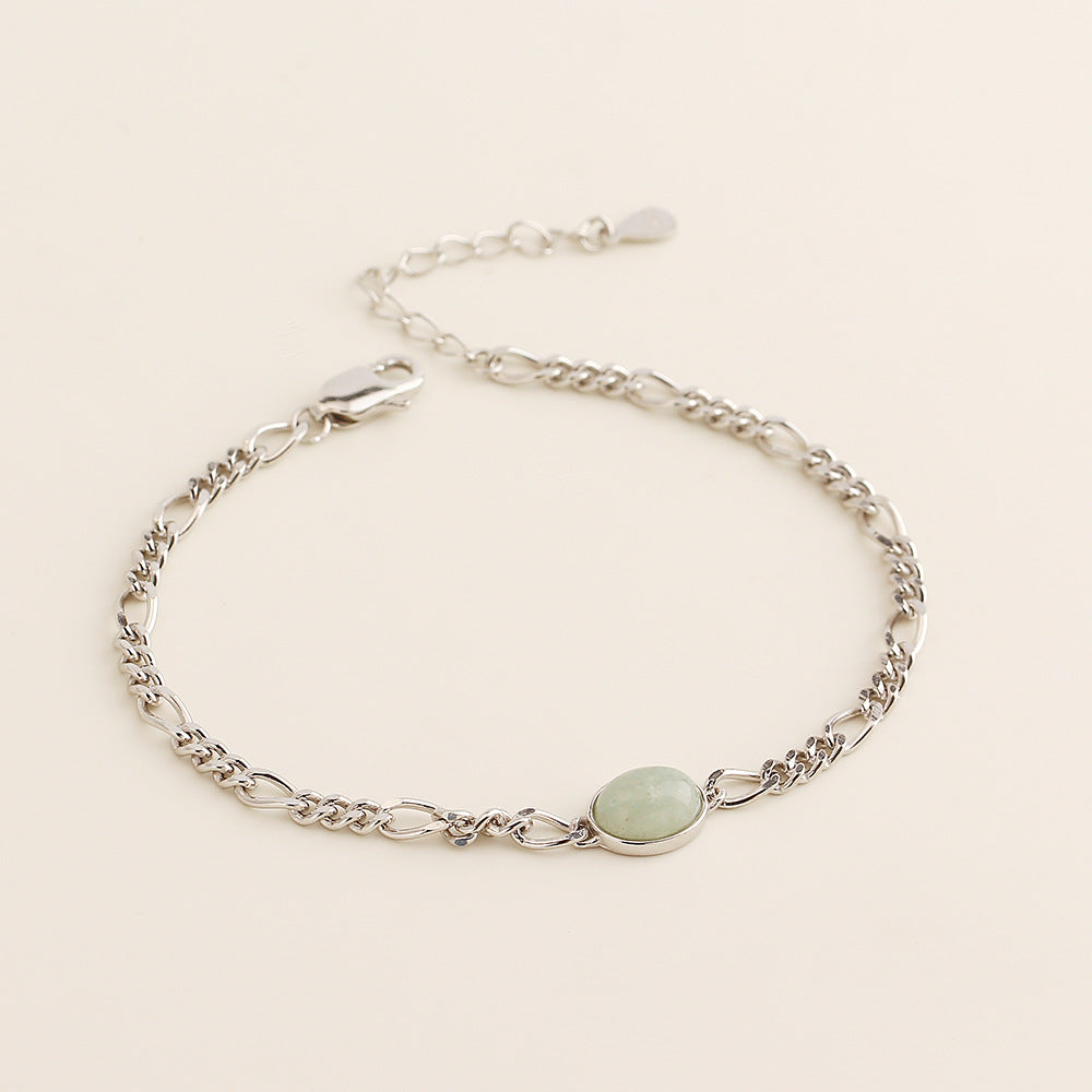Elegante bracciale da donna placcato in agata ovale geometrica in argento sterling 925