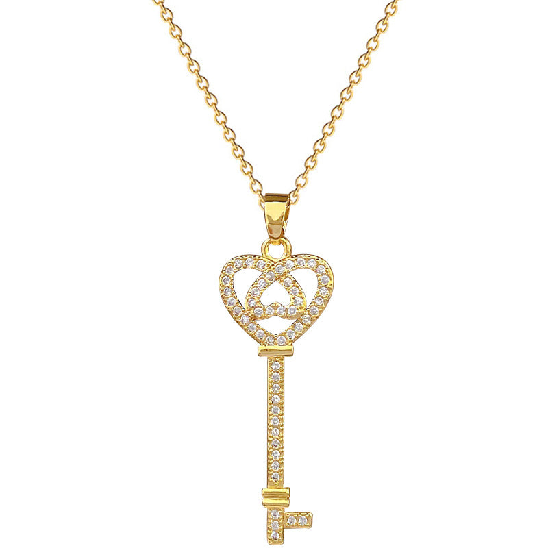 Luxury Sweet Heart-Shaped Rhinestone Pendant Necklace in Titanium Steel and Stainless Steel for Unisex