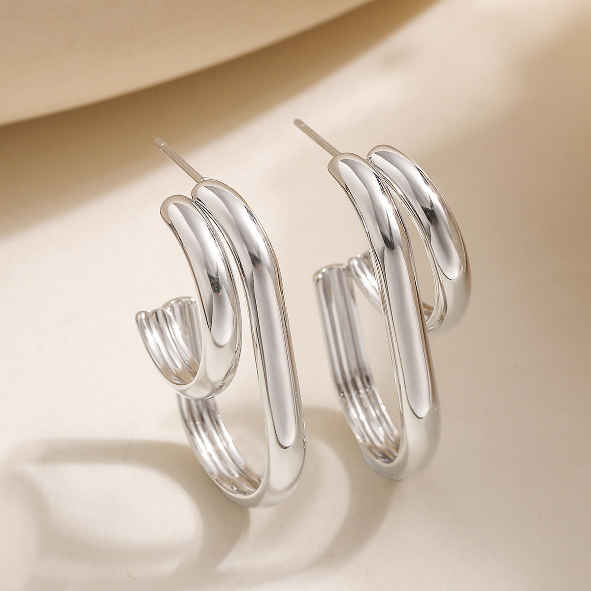 Minimalist Geometric Stainless Steel PVD Earrings for Women