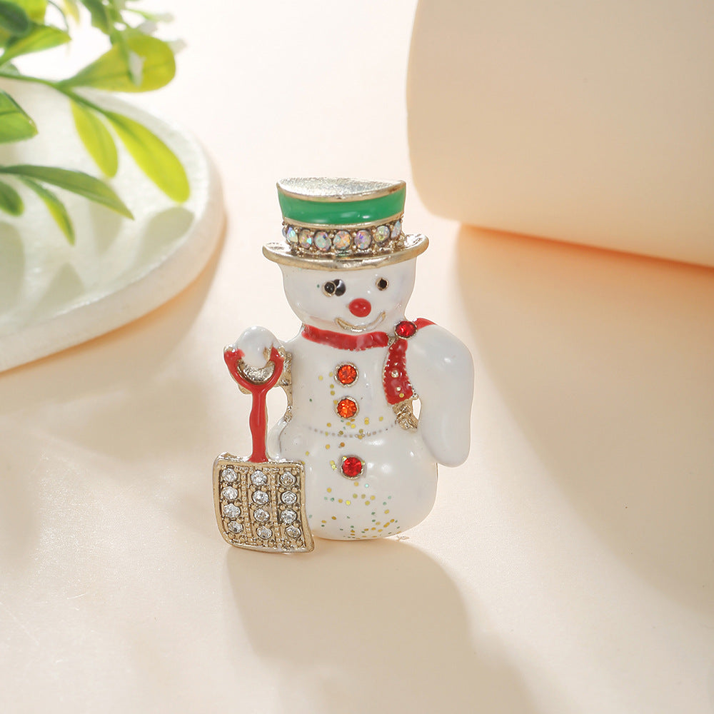 Geometric Drip Oil Plated Alloy Brooch with Christmas Pumpkin Reindeer Snowman Sleigh Ghost Apple Designs for Women