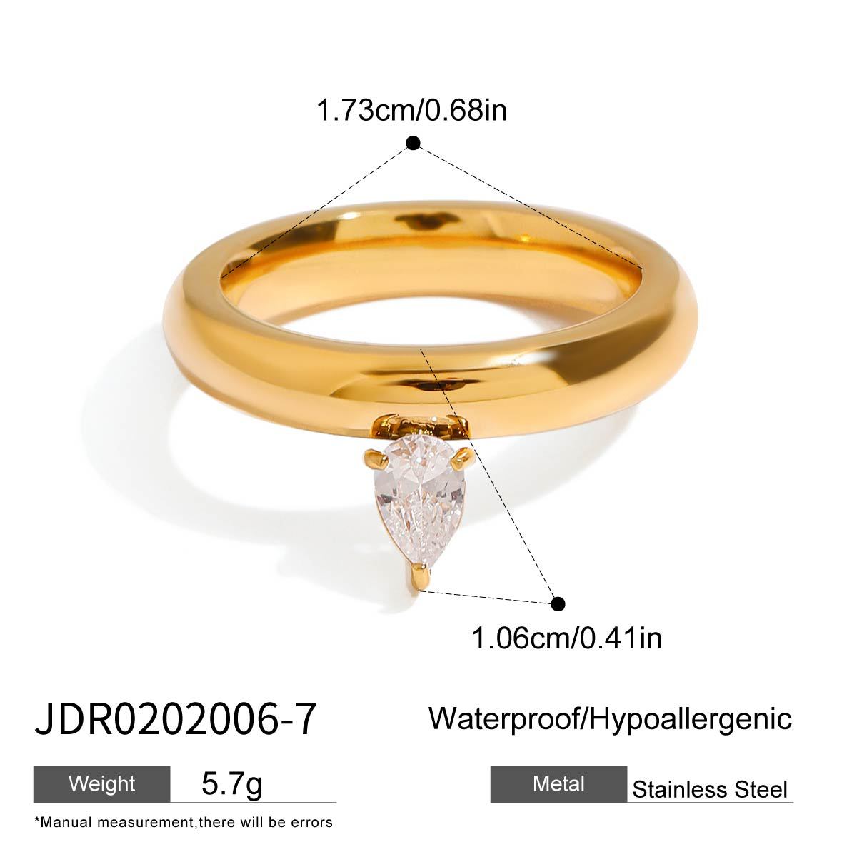 Geometric Stainless Steel Plated Ring with Cubic Zirconia for Women