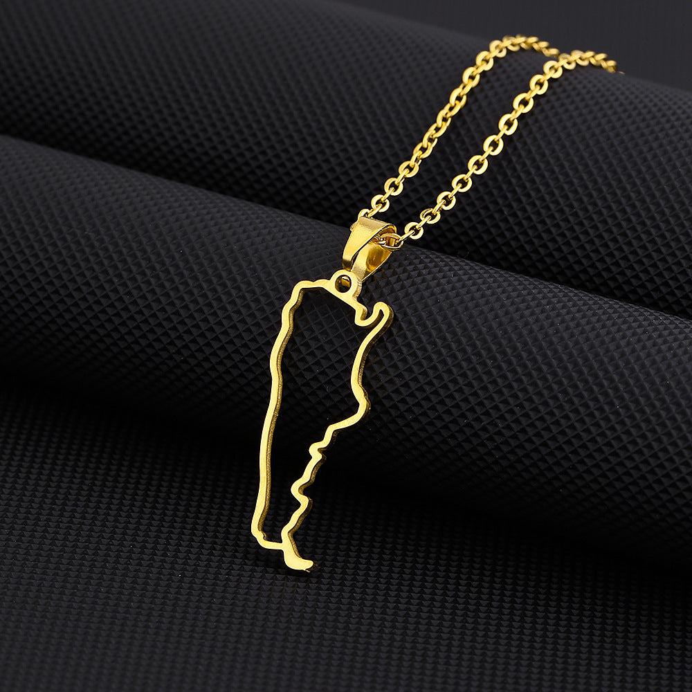 Collana Pendente Geometrica Minimalista in Acciaio Inox con Ciondolo in Acciaio al Titanio e Finitura Placcata, Unisex
