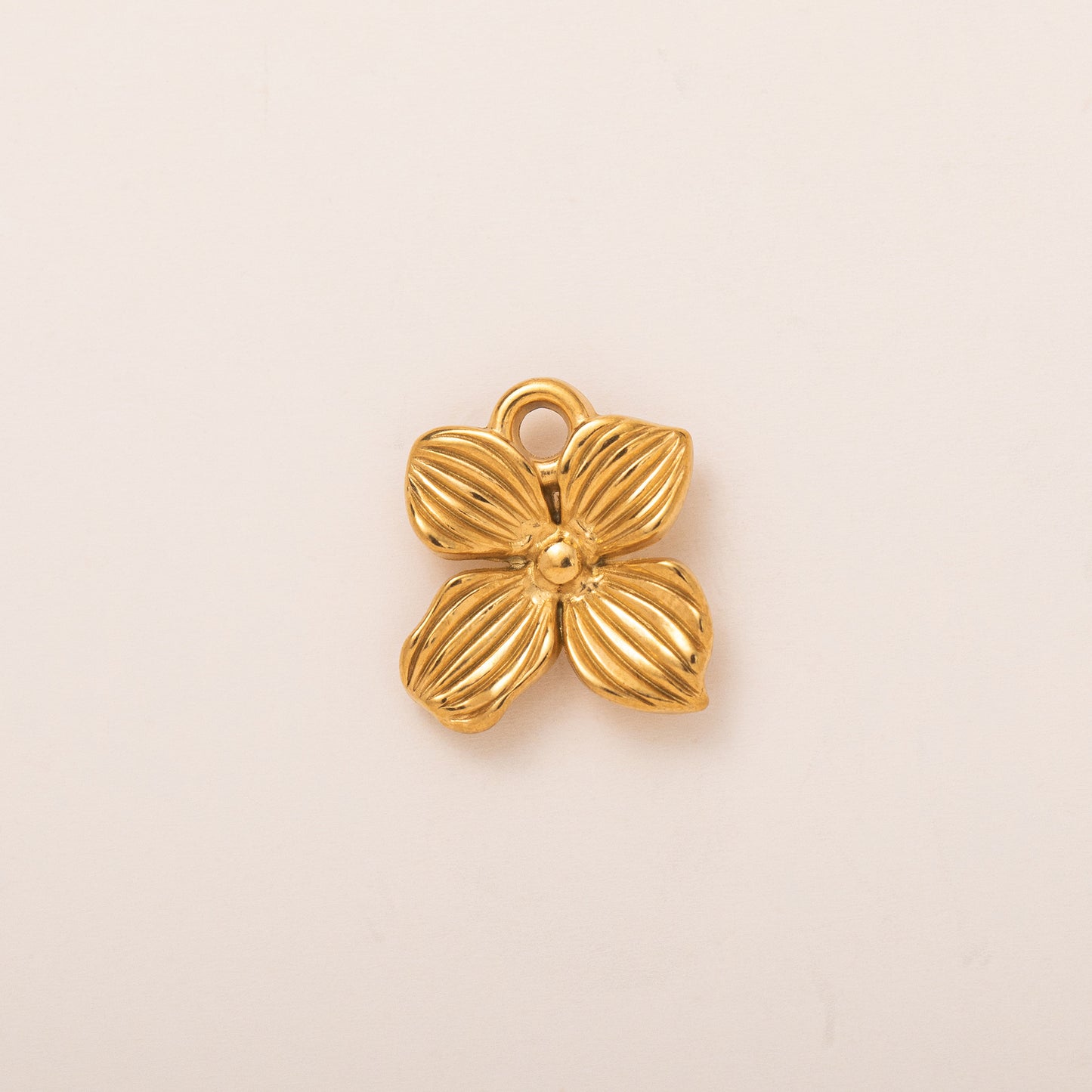 Vintage 18K Gold Plated Stainless Steel Plant Pendant Charm Bar with Adjustable Chain