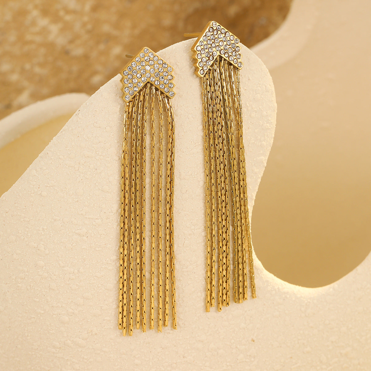 Orecchini a perno da donna vintage geometrici in acciaio inossidabile con zirconi