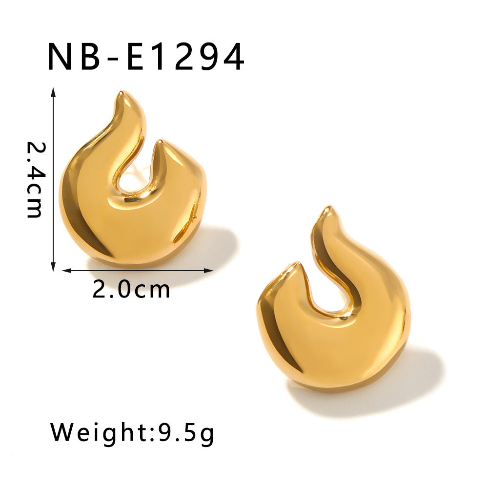 Minimalist Geometric Stainless Steel Hoop Earrings with 18K Vacuum Plating for Women