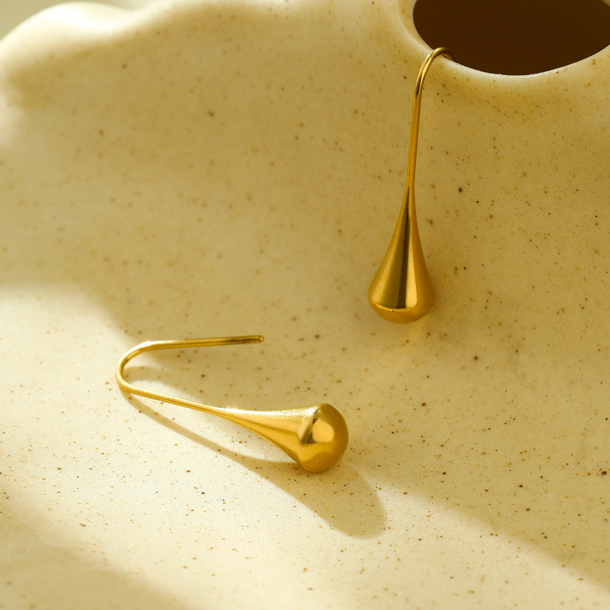Pendientes Vintage Minimalistas de Acero Inoxidable con Forma de Gota Irregular con Chapado en Oro de 18K para Mujer