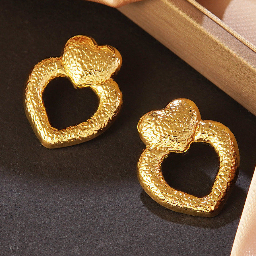Luxury Elegant Heart Shaped Stainless Steel Earrings for Women