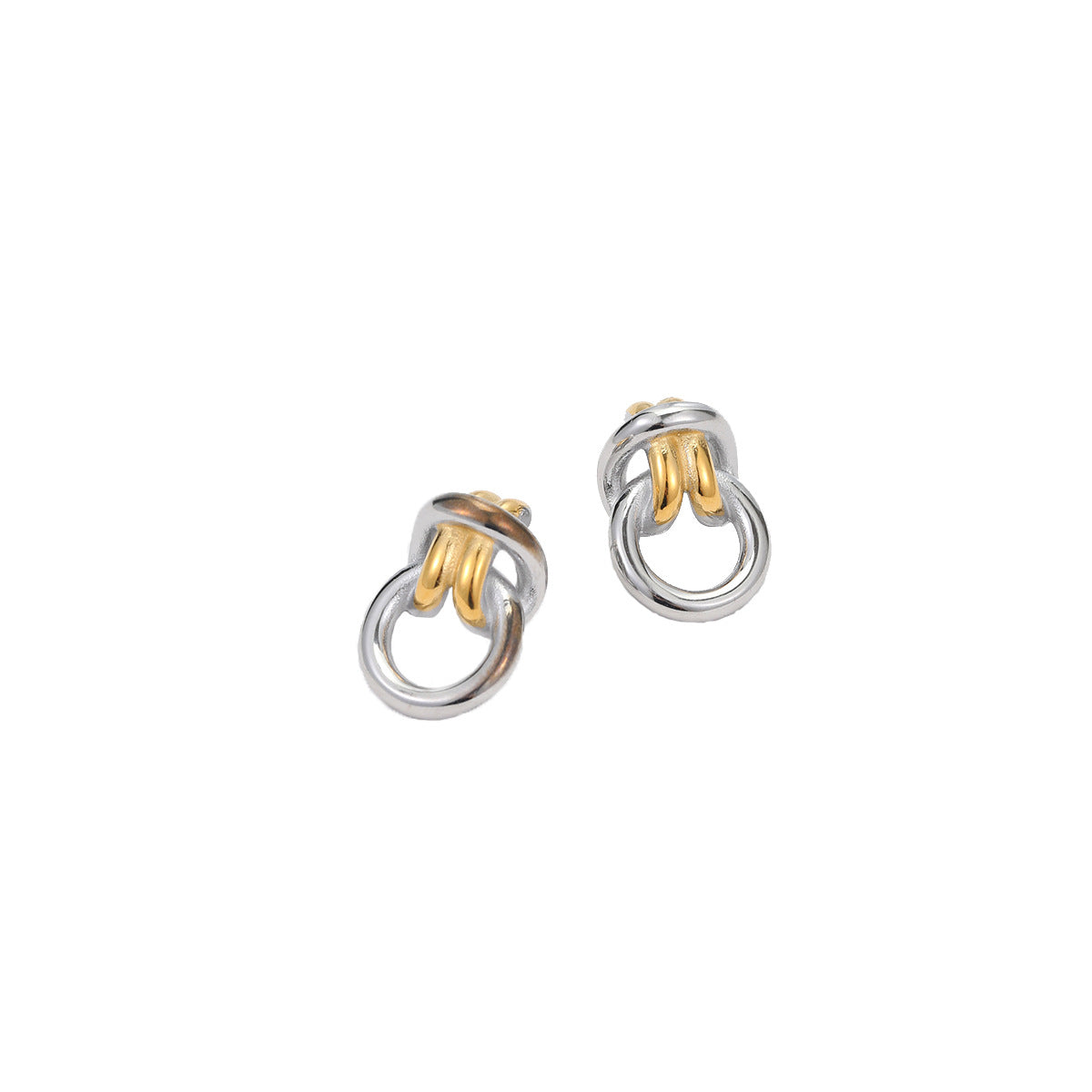 Pendientes de acero inoxidable geométricos de moda con chapado en oro de 18 quilates, diseño de doble aro hipoalergénico para mujer