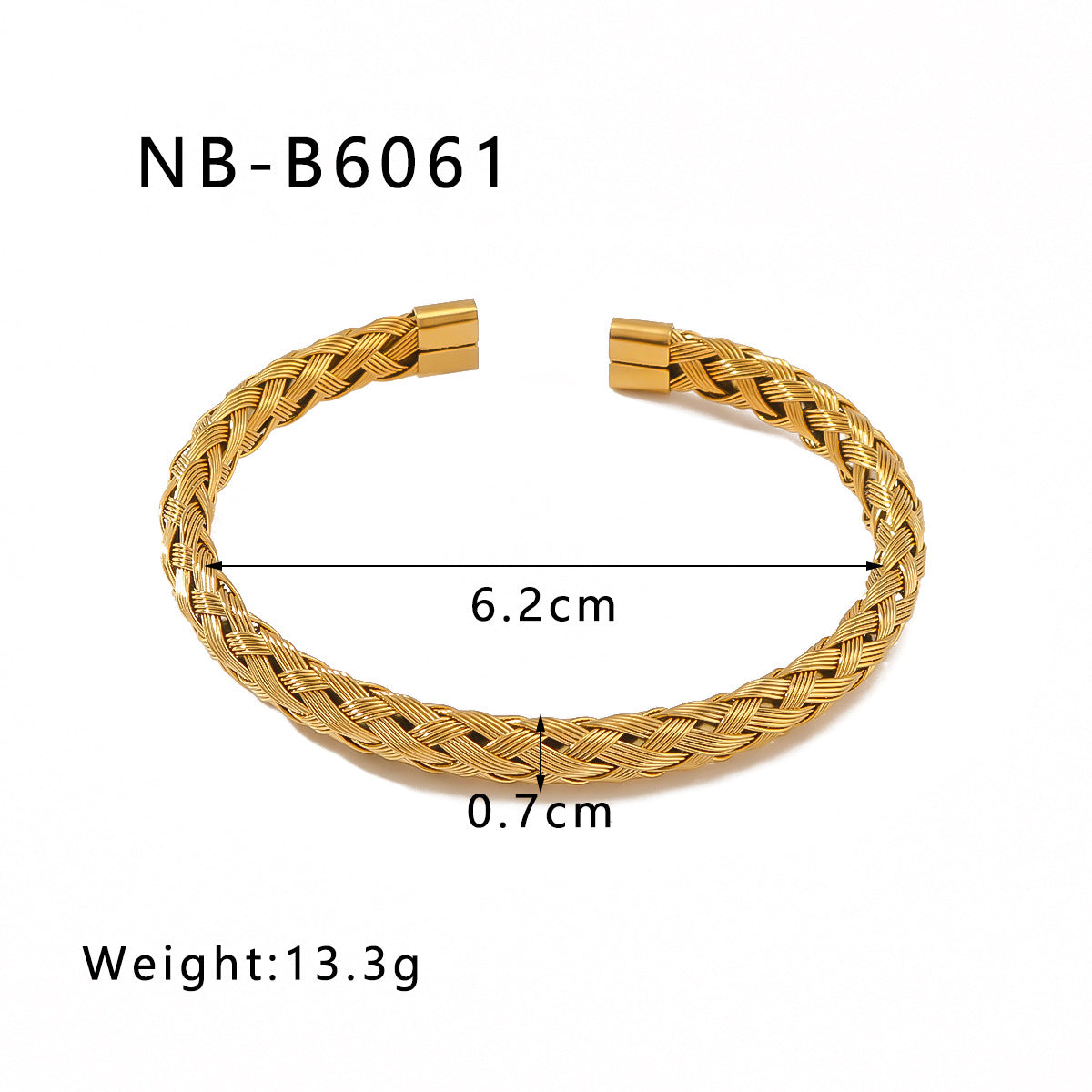 Minimalist Geometric Textured Titanium Steel Bracelet with 18K Vacuum Gold Plating for Women