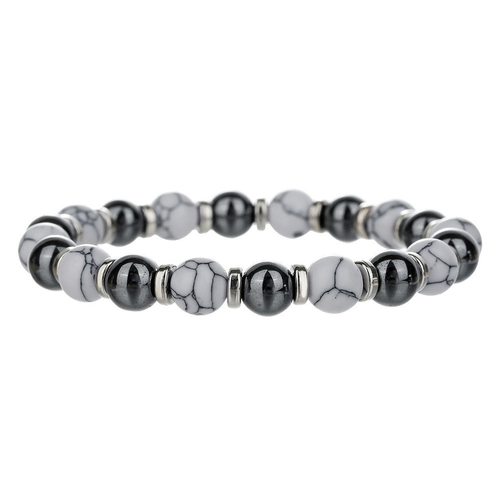 Handmade Natural Tiger's Eye Turquoise Hematite Amethyst Agate Bracelet