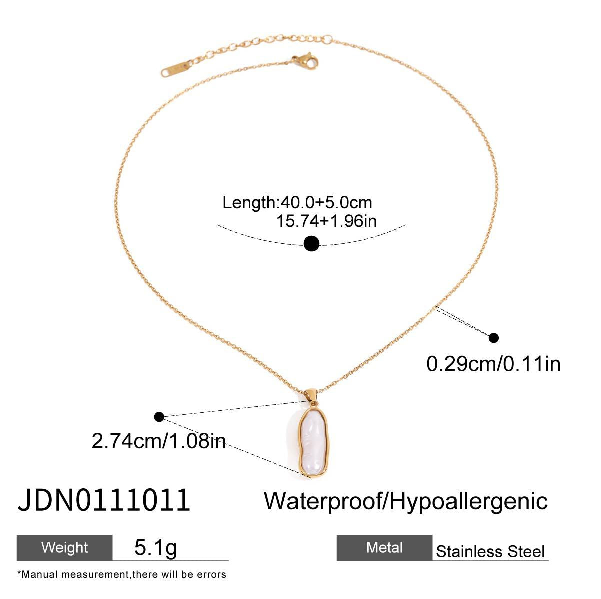 Elegant 18K Gold Plated Geometric Titanium Steel Pearl Necklace for Women