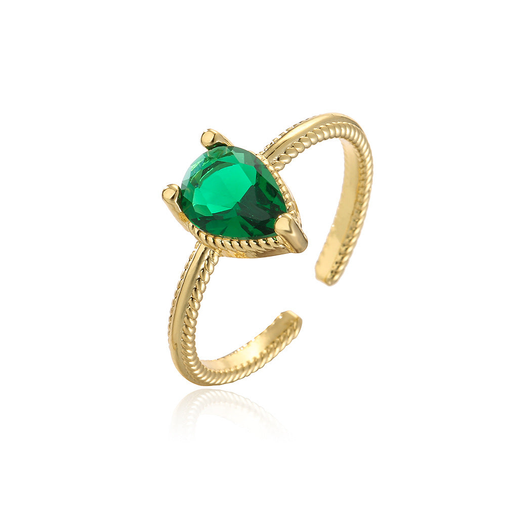 Anello Minimalista a Cuore con Zirconi per Donna in Rame con Placcatura in Oro Vero e Micro-Pavé
