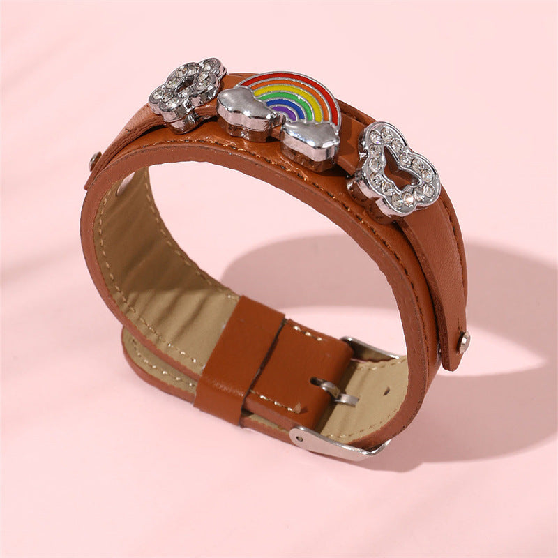 Pulsera de mariposa de resina estilo retro punk con diamantes de imitación para niñas con acabado artesanal