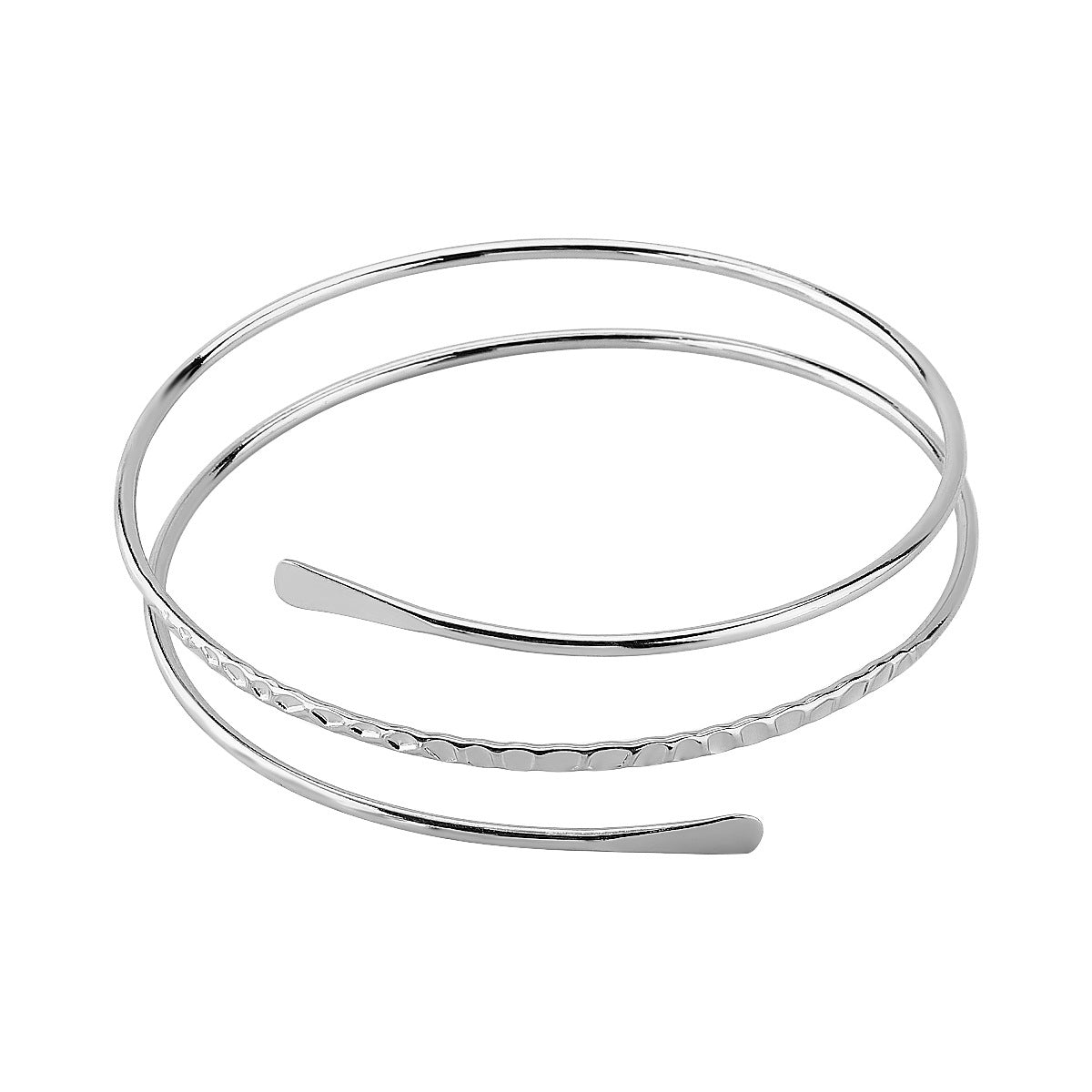 Pulsera geométrica minimalista calada de varias capas abierta para mujer, joyería de cadena de cuerpo de hierro