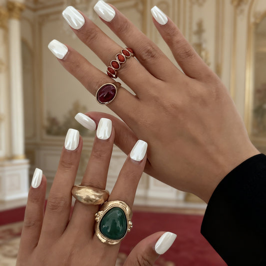 Set di anelli da donna in lega placcata, vintage, minimalista, geometrico, rotondo e ovale