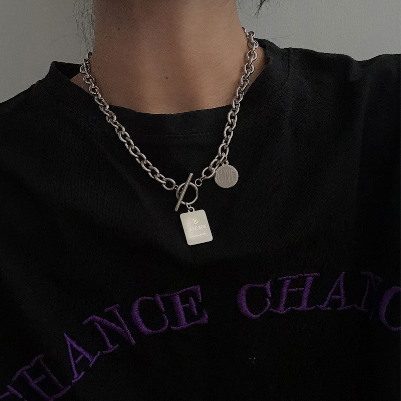Collar Minimalista de Doble Capa con Cadena de Serpiente, Geométrico, de Acero de Titanio, Bañado, Unisex