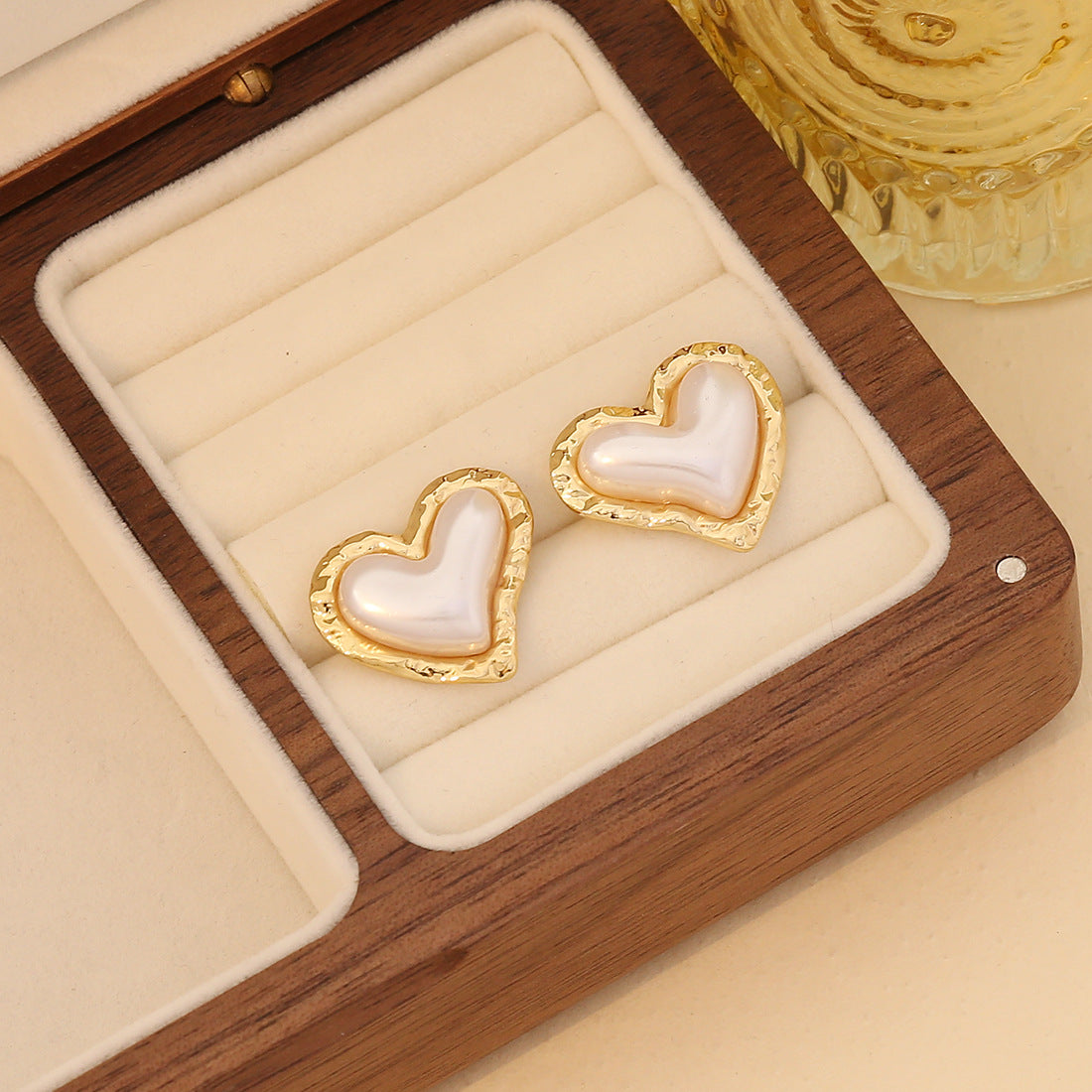 Fashionable Heart-Shaped Stainless Steel Stud Earrings with Plated Finish for Women