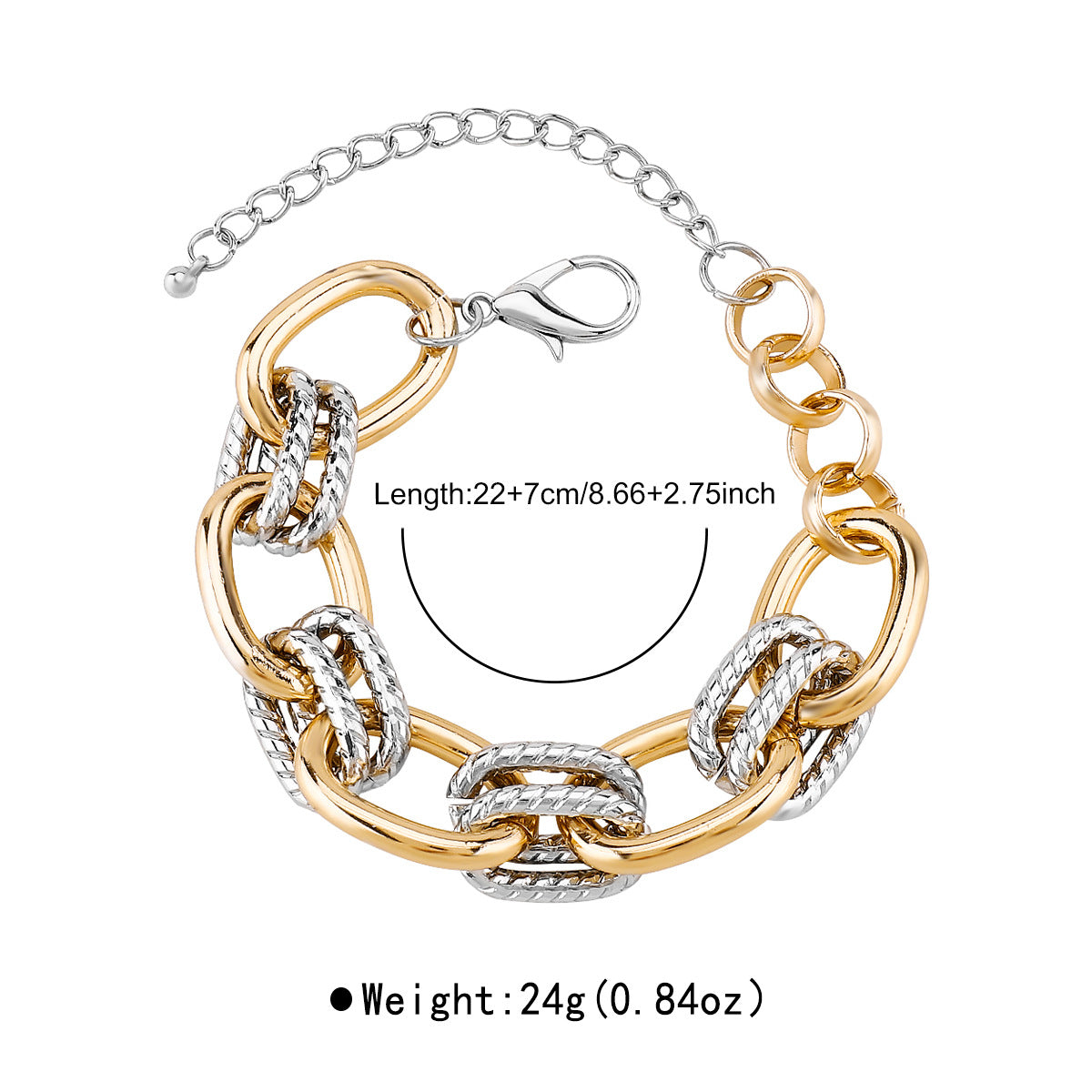 Conjunto de collar y pulsera de aluminio con forma geométrica y acabado galvanizado para mujer
