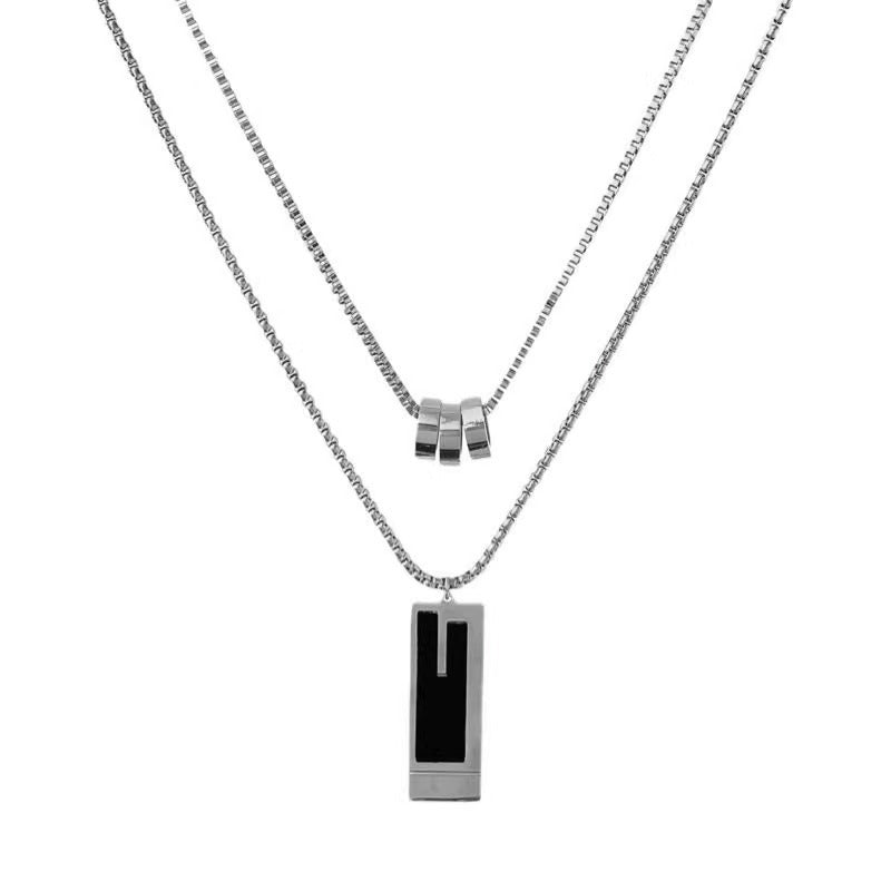 Collar con colgante de acero titanio con forma de animal minimalista para mujer, con acabado galvanizado y diseño irregular