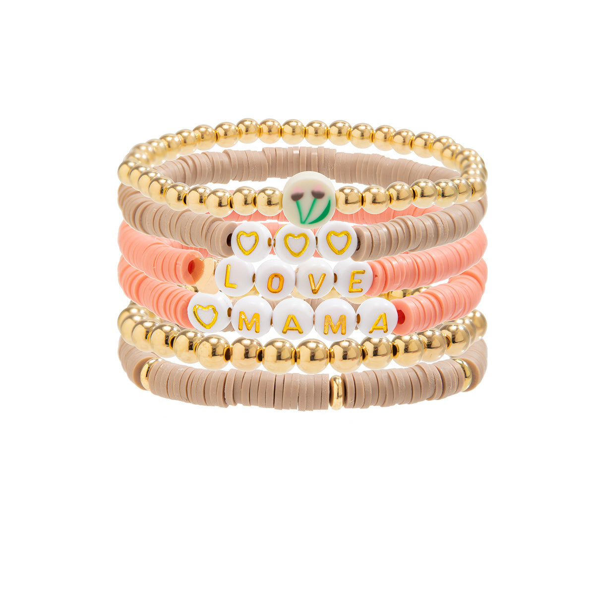 Set di braccialetti dell'amicizia con ciondoli a cuore e lettera minimalistici, regolabili in lega, idea regalo per la festa della mamma