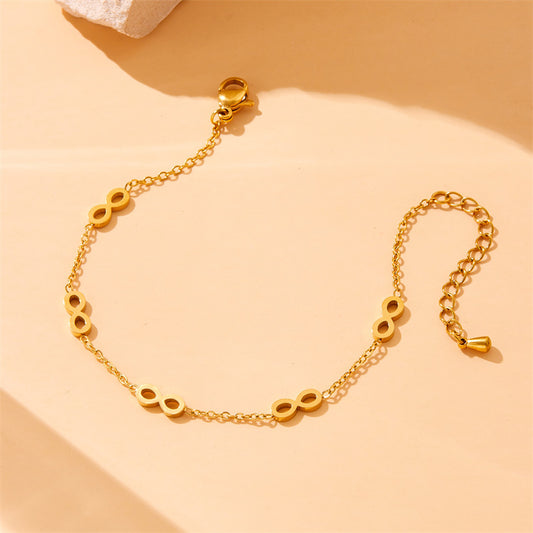 Set Minimalista di Gioielli (Collana, Orecchini, Bracciale) a Forma di Numero in Acciaio Inossidabile Placcato, per Donne
