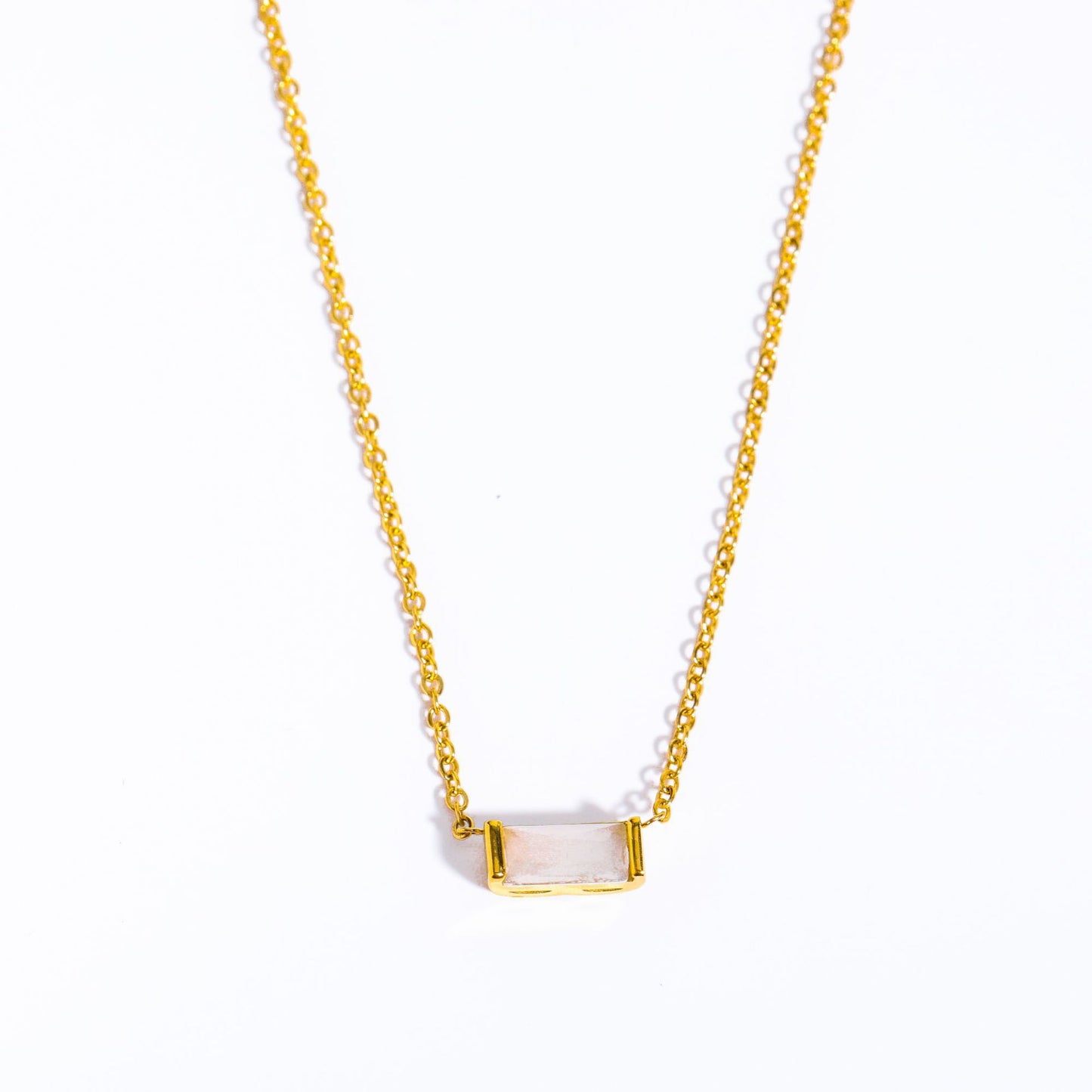 Collana Geometrica Placcata in Acciaio al Titanio con Zirconia Cubica Pietra Portafortuna Unisex