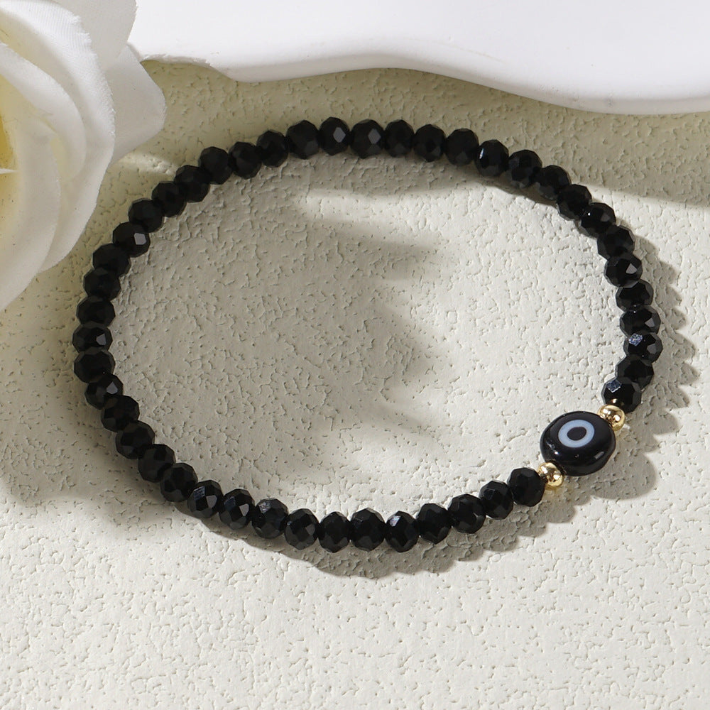 Geometric Evil Eye Crystal Beaded Bracelet for Women