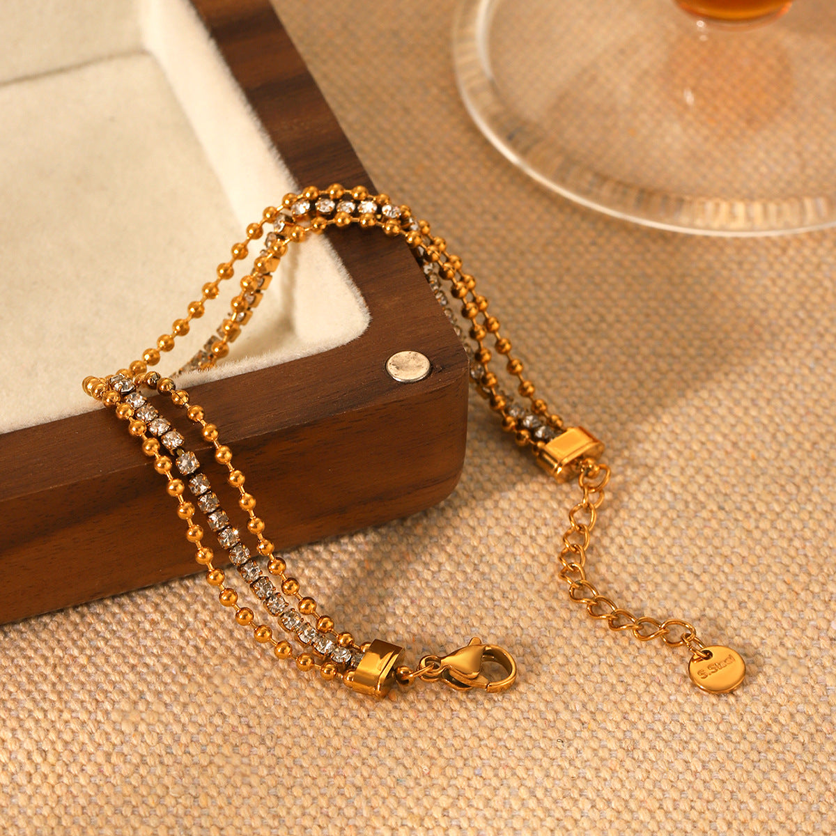Minimalist Geometric Stainless Steel Bracelet with Zirconia Accents Plated for Fade-Resistant Wear